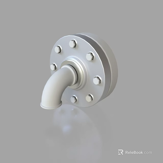 Industrial Silver Metal Pipe Fitting With Flange And Multiple Bolts Design 3d model 