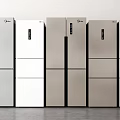 Modern Sleek Multiple Refrigerators In Silver And White Design For Kitchen 3d model
