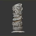 Artistic Traditional Scenery Carved Pillar With Intricate Figures Architecture And Decorative Base