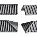 Various Corrugated Roof Components Featuring Different Architectural Shapes And Designs