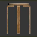 Modern Wooden Stool With Round Seat And Four Smooth Light Brown Legs For Minimalist Interior