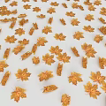 Vibrant Orange Yellow Autumn Maple Leaves Scattered On Clean White Background