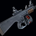 Tactical Automatic Assault Rifle with Drum Magazine and Tactical Grip for Combat Operations