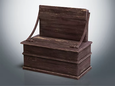 Dark Wood Vintage Entryway Side Cabinet With Storage Seat And Wood Grain 3d model