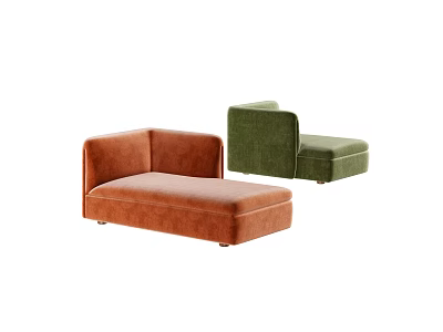 Modern Chaise Lounge With Orange And Green Velvet Fabric Elegant Design 3d model