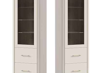 Elegant White Wine Cabinet Interior Design With Glass Doors Drawers And Metal Handles 3d model