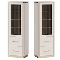 Elegant White Wine Cabinet Interior Design With Glass Doors Drawers And Metal Handles