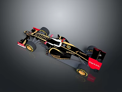 Toyota Formula 1 Race Car with Gold Black Livery and Aerodynamic Styling 3d model