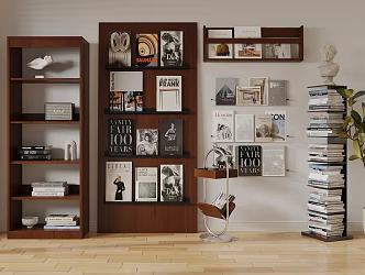 Antique Bookcase Antique Bookshelf Open Museum Rack Background Cabinet Office Book Ornaments 3d model