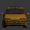 Yellow Hatchback Car With Roof Rack Black Windows And Shiny Silver Wheels