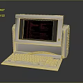 Vintage Desktop Computer Featuring Monitor Keyboard And Red Text On Screen