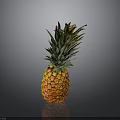 Fresh Ripe Pineapple With Vibrant Orange Skin Green Leaves On Dark Surface