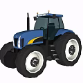 New Holland Blue Tractor With Large Tires Yellow Stripes And Cab