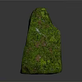 Two Natural Stone Rocks Covered With Green Moss And Textured Surfaces