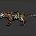 Ornate Decorated Tiger Mount With Colorful Saddle And Leg Armor Details