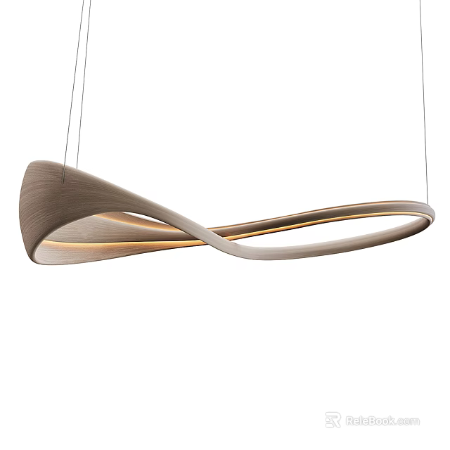 Modern Elegant Wooden Curved Chandelier With Streamlined Design And LED Lighting 3d model 
