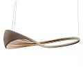 Modern Elegant Wooden Curved Chandelier With Streamlined Design And LED Lighting