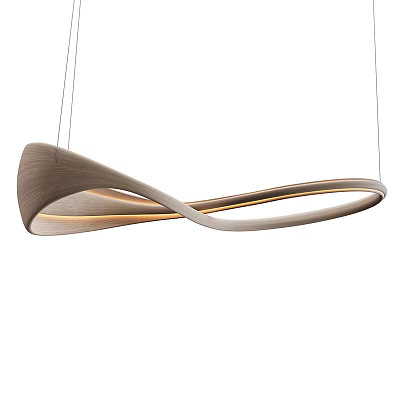 Modern Elegant Wooden Curved Chandelier With Streamlined Design And LED Lighting 3d model