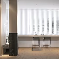 Modern Home Balcony Design With White Blinds Counter Stools And Wooden Floor