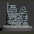 Blue Stone Tower Model With Spiral Staircase And Gravel Base