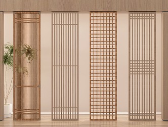 New Chinese Style Partition Hollow Partition Wooden Partition Lattice Partition 3d model