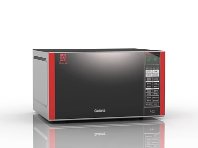 Galanz Black and Red Microwave Oven With Digital Display And Control Panel 3d model