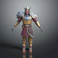Game Movie Character In Viking Style Armour With Gold Red And Silver Details
