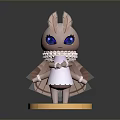 Cartoon Rabbit Ears Game And Movie Character With Big Blue Eyes White Dress Green Base