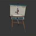Vintage Bathroom Vanity With Green Brown Frame White Sink Faucet And Wooden Legs