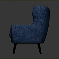 Modern Blue Single Sofa with Tufted Wingback and Fabric Upholstery and Dark Wooden Legs