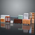 Assorted Furniture Pieces in Various Styles and Colors Including Dressers Cabinets and Bookshelves