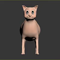 Pink Cartoon Cat Figure Standing On Smooth Black Surface With Reflection 3d model