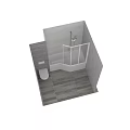 Modern Shower Sauna Area With Glass Door White Bathtub And Wooden Wall Tiles