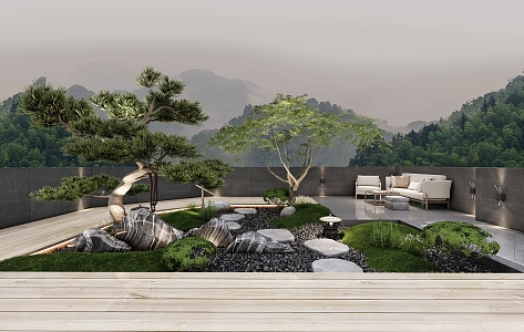 New Chinese Courtyard Landscape 3d model