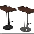 Modern Bar Stools With Brown Leather Seats Black And Silver Metal Base And Footrest