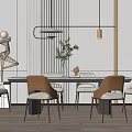 Light Luxury Dining Table and Chair Combination 3d model