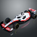 HAAS Formula One Racing Car White Red Aerodynamic Design With Black Tires Sleek Livery