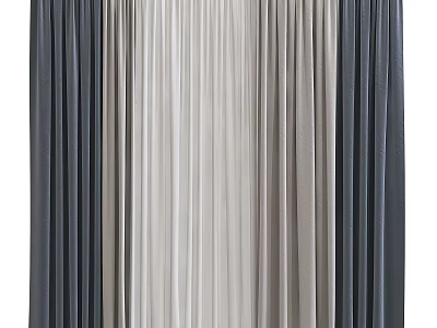 Modern Curtains in Neutral and Dark Tones with Soft Texture and Elegant Design 3d model