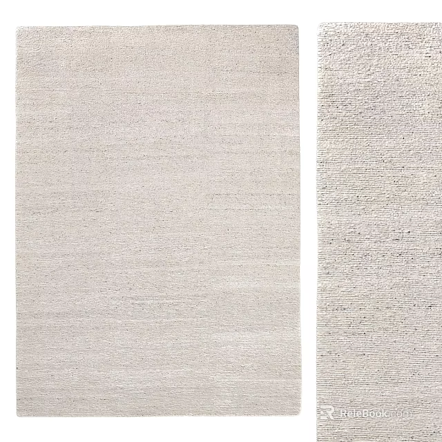 Light Colored Square Rug With Smooth Stripes And Woven Textured Design For Home Decor 3d model 