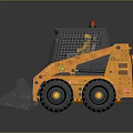 Yellow Skid Steer Loader With Front Bucket Black Cab And Large Wheels 3d model