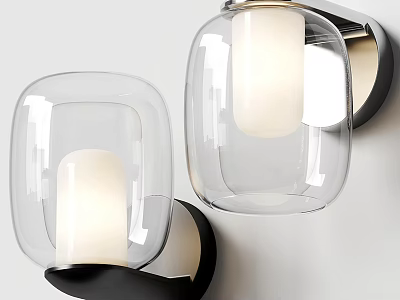 Modern Wall Lamps With Transparent Glass Shades And Illuminated White Light 3d model
