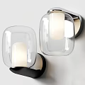 Modern Wall Lamps With Transparent Glass Shades And Illuminated White Light