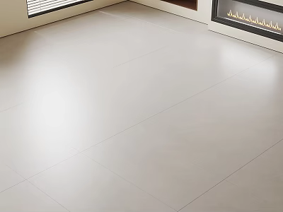 Light Colored Shiny Indoor Floor Tiles With Window And Fireplace Background 3d model