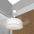 Bright White Chandelier With Diamond Pattern Shade In Interior With Wooden Wall And Window Blinds
