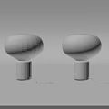 Two Modern White Table Lamps with Spherical Shades and Cylindrical Bases