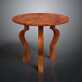 Solid Wood Round Table With Curved Legs And Natural Wood Grain Surface