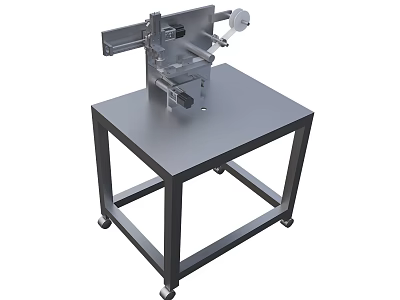 Sturdy Industrial Equipment With Metal Structure And Mechanical Parts On Wheeled Workbench 3d model