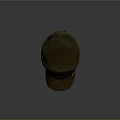 Vintage Military Hat With Brown Worn Fabric Green Strap And Gold Badge