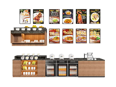 Kitchen Utensils Display With Organized Shelves Packaged Seasoning And Refrigerated Cabinets 3d model