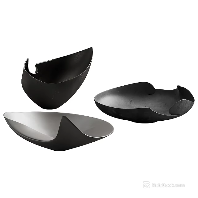 Modern Coffee Table with Stylish Black and Silver Contemporary Decorative Bowls and Elegant Design Elements 3d model 